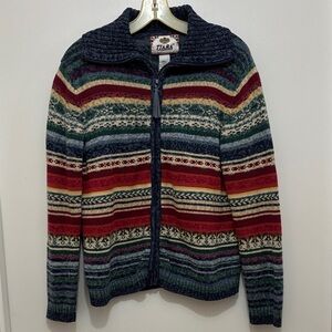 VINTAGE GORGEOUS Tiara Zip-Up Sweater with Multicolor Stripes Sz S